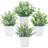 Der Rose 4 Packs Fake Plants Mini Artificial Greenery Potted Plants for Home Decor Indoor Office Table Room Farmhouse image 0